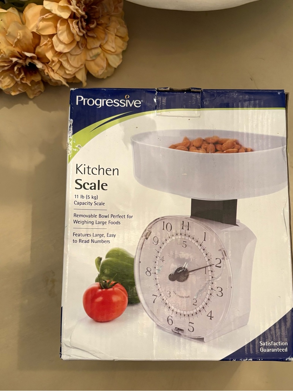 Progressive White Kitchen Scale with Removable Bowl